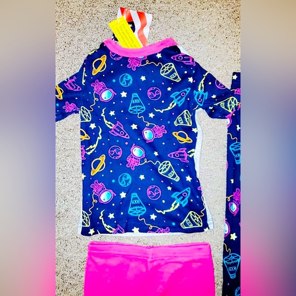 NWT NASA Girls' 3-Piece Cotton Pajama Set Galaxy Print | Navy | Toddler Size 4T - Picture 5 of 8